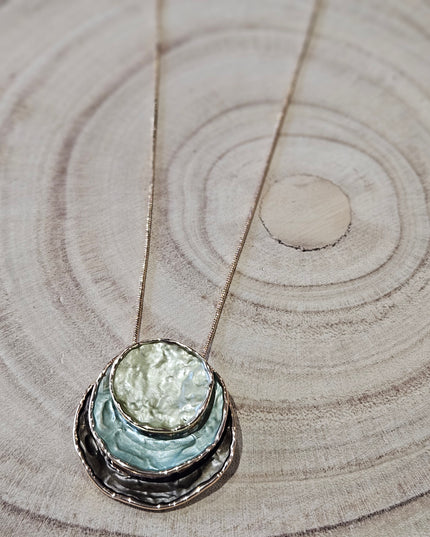 Moss and Mist Enamel Pendant Necklace