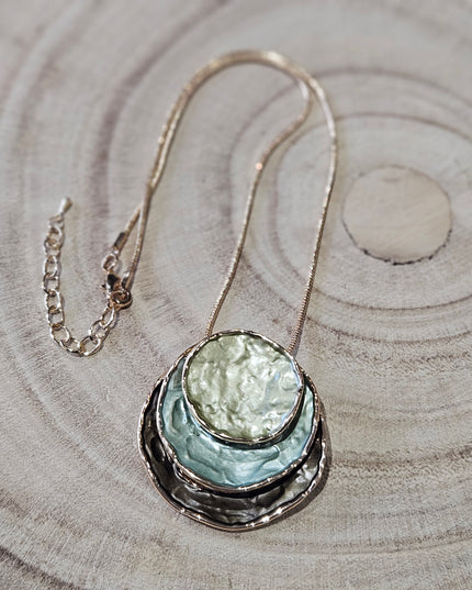 Moss and Mist Enamel Pendant Necklace