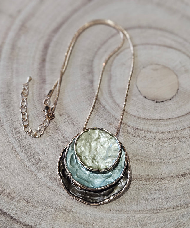 Moss and Mist Enamel Pendant Necklace