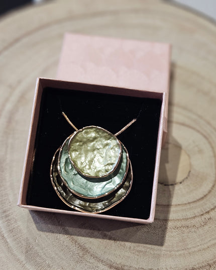 Moss and Mist Enamel Pendant Necklace