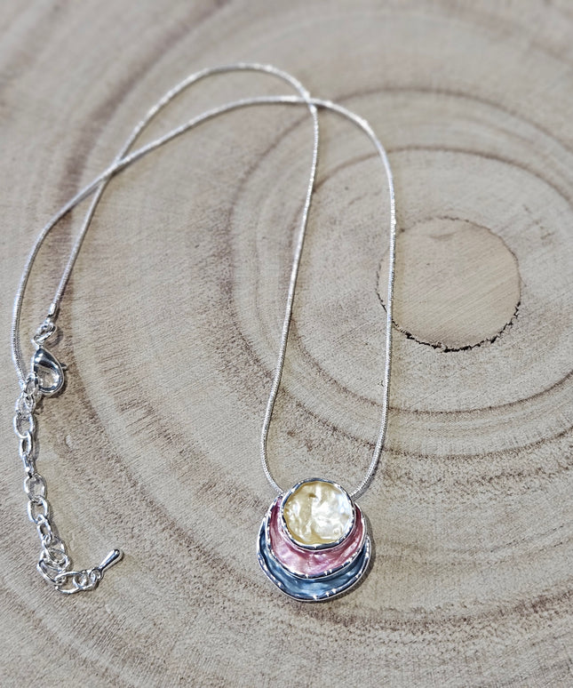 Pastel Blooms Enamel Pendant Necklace