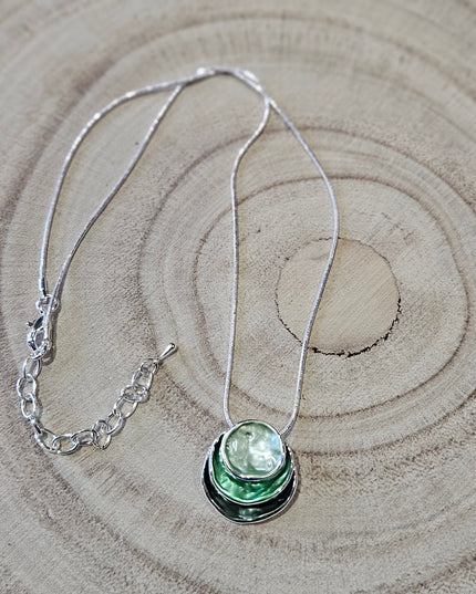 Forest Greend Enamel Pendant Necklace