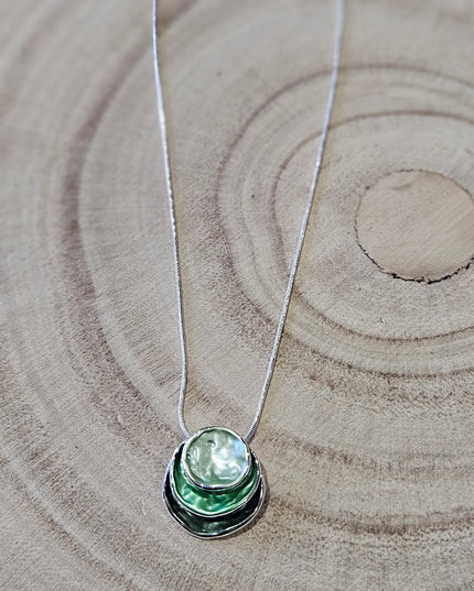 Forest Greend Enamel Pendant Necklace