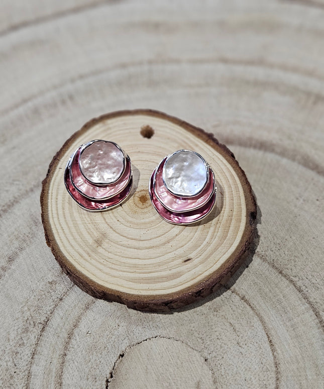 Blush Blooms Enamel Stud Earrings