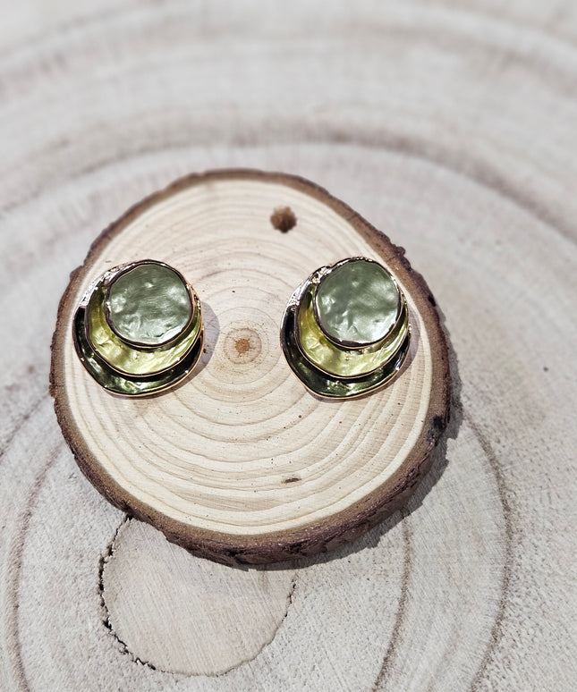 Moss and Mist Enamel Stud Earrings