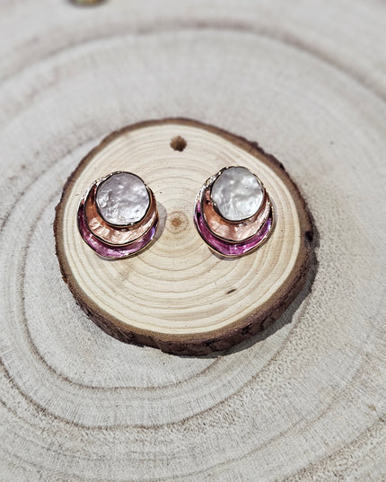 Rose Blooms Enamel Stud Earrings