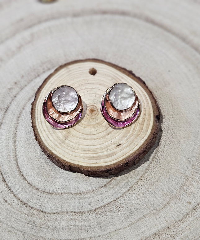 Rose Blooms Enamel Stud Earrings