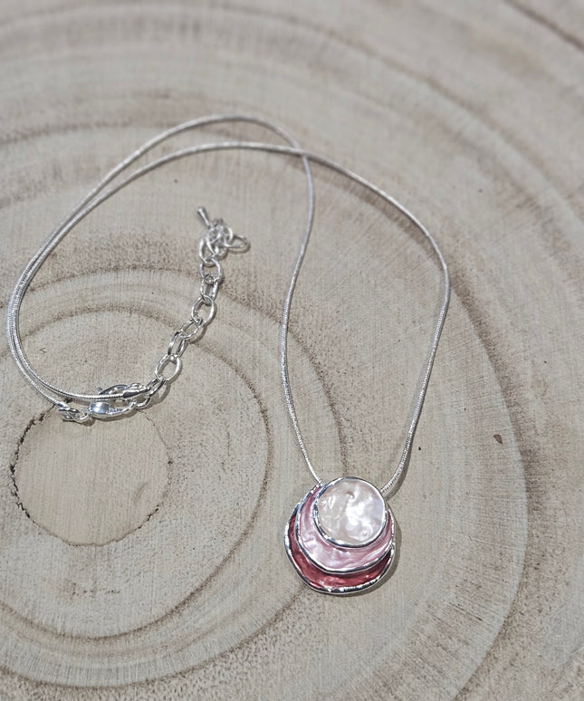 Blush Blooms Enamel Pendant Necklace