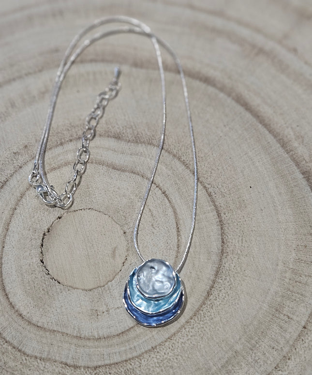 Blue Skies Enamel Pendant Necklace