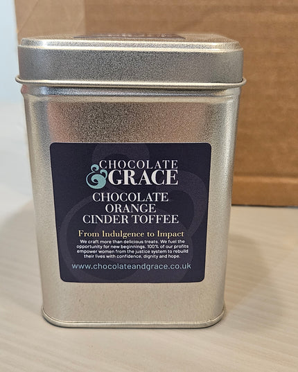 Grace Chocolates - Chocolate Cinder Toffee Tins Chocolate Orange