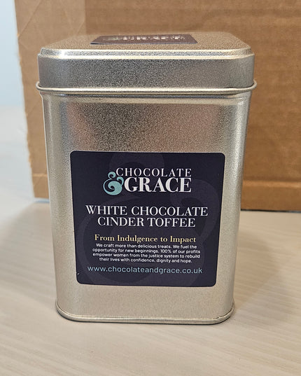 Grace Chocolates - Chocolate Cinder Toffee Tins White Chocolate