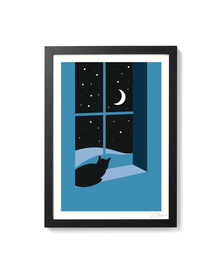 Watching Through The Night, Cat Print