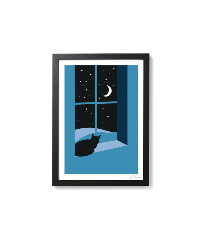 Watching Through The Night, Cat Print