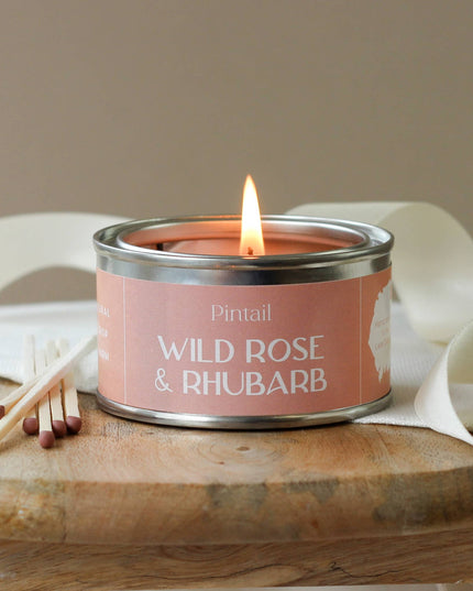 Wild Rose and Rhubarb Paint Pot Candle | Candles in Tins