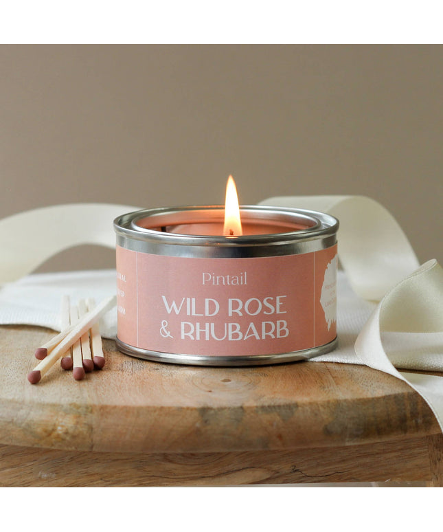 Wild Rose and Rhubarb Paint Pot Candle | Candles in Tins