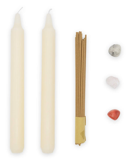 Orange Grove Love Candle, Crystal and Incense Set - Includes Two Candles and Three Crystal Stones