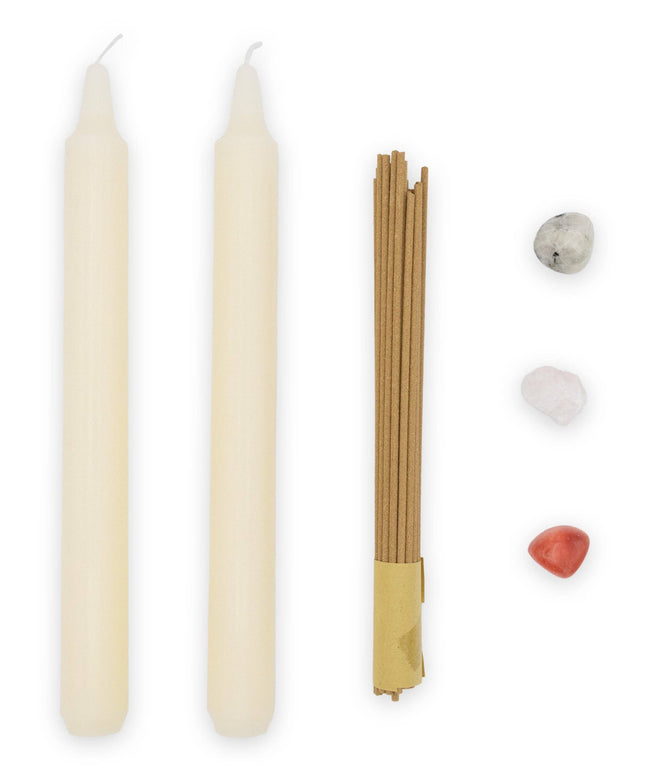 Orange Grove Love Candle, Crystal and Incense Set - Includes Two Candles and Three Crystal Stones