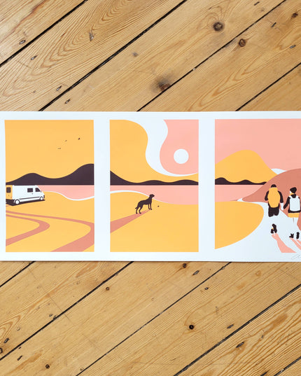 Last Trip Of Summer - Orange - Dog A4 Screenprint