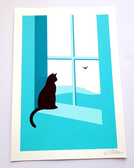 Watching Through The Window, Cat Print
