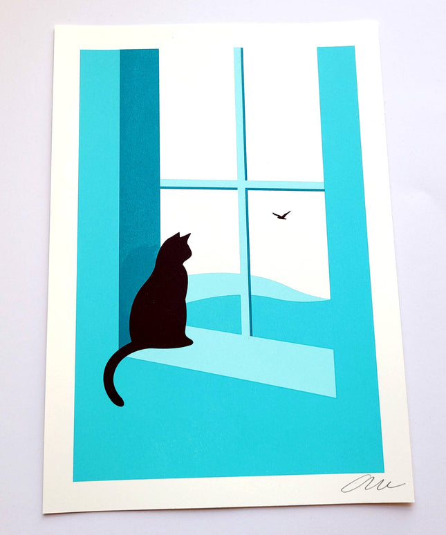 Watching Through The Window, Cat Print