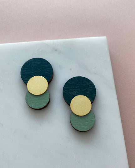 Colour Combo Circle Studs Teal & Mint