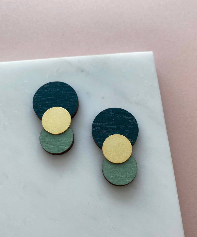 Colour Combo Circle Studs Teal & Mint