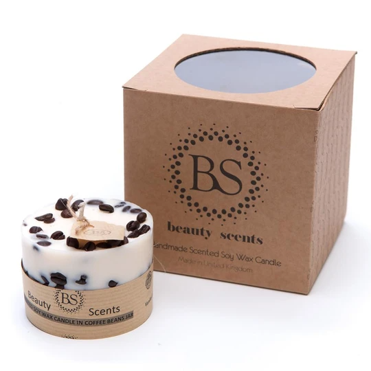 Scented Soy Candle With Coffee Beans - Cherry & Coffee