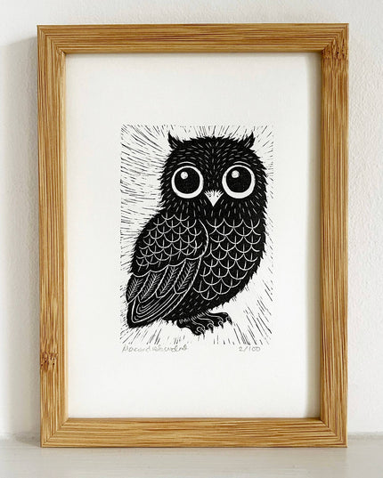 Limited Edition Original Black and White Owl Print