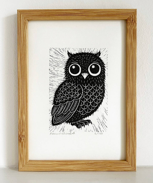 Limited Edition Original Black and White Owl Print