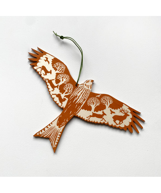 Screenprinted Wooden Decoration - Red Kite