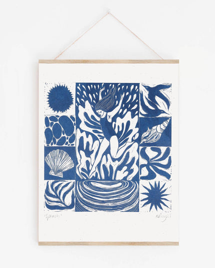 Splash Riso Art Print *swimming, Coldwater, nature love*