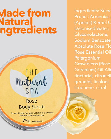 Rose Natural Body Scrub - 75g tin - Letterbox