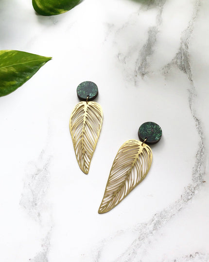 Leaf Drop Earrings - Gold