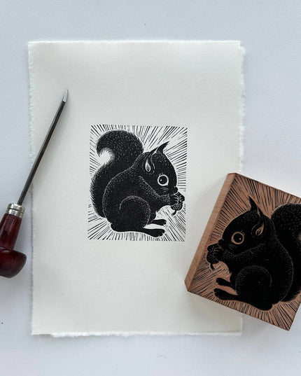 Limited Edition Original Black and White Squirrel Print