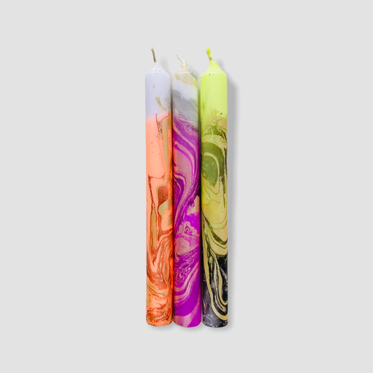 Dip Dye Marble Candle Set  * Mercury x 3