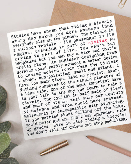 Cycling Quotes Card For Cyclists