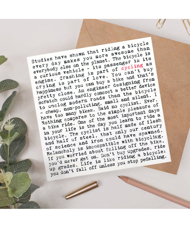 Cycling Quotes Card For Cyclists