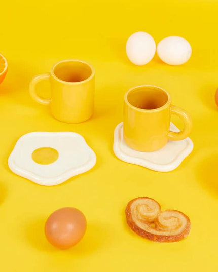 Sunny Side Up Ceramic Coffee Cups - Set of 2