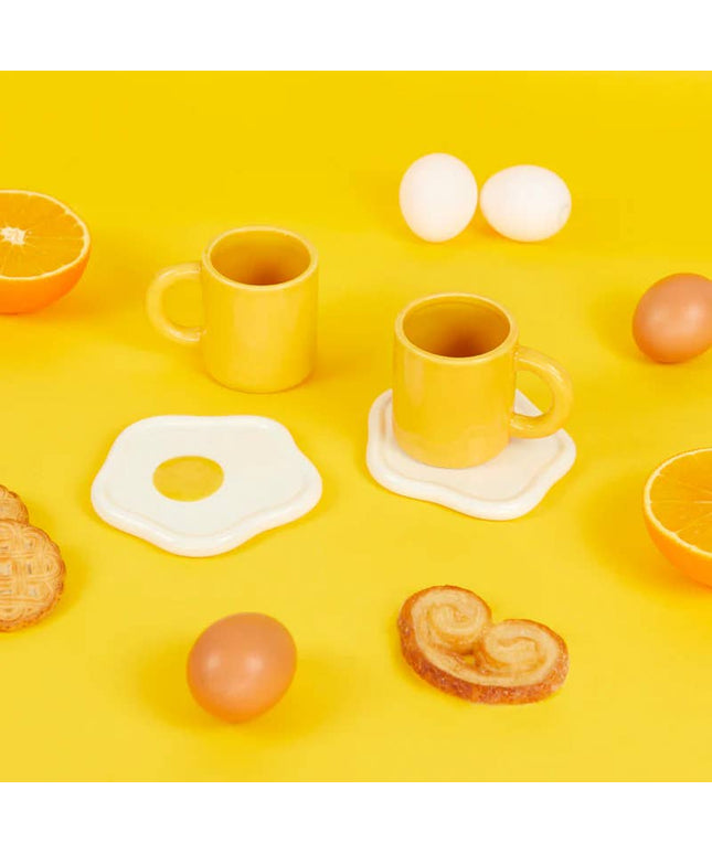 Sunny Side Up Ceramic Coffee Cups - Set of 2