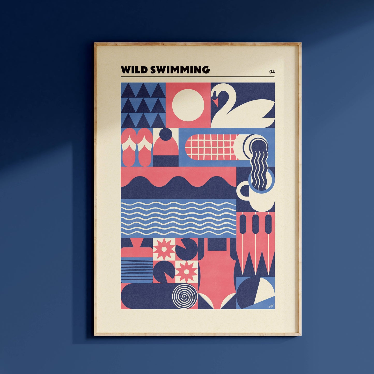 Wild Swimming Adventure | Modern-Retro Geometric Art Print