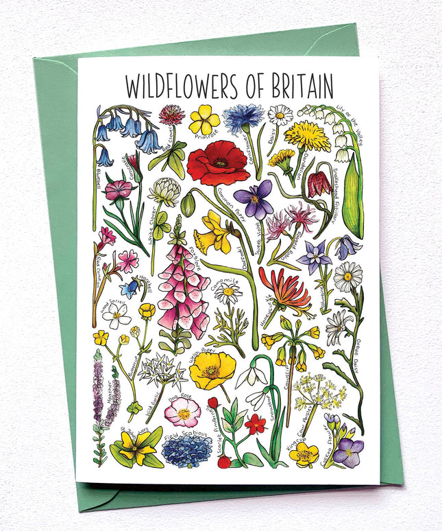 Wildflowers of Britain Art Blank Greeting Card