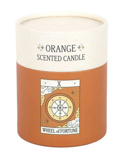 The Wheel of Fortune Vintage Tarot Card Orange Candle