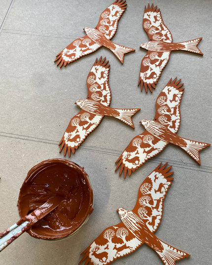 Screenprinted Wooden Decoration - Red Kite