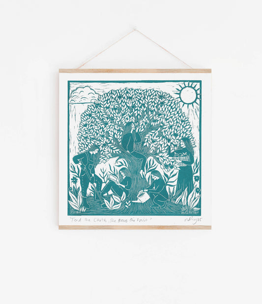 Tend the Earth Riso Print *orchard, grow, apple tree, gardening*