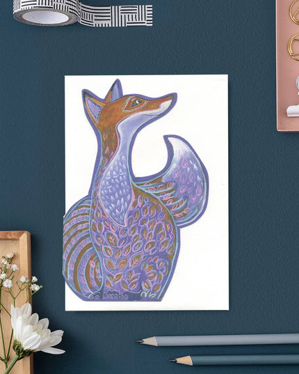 Red fox- Die Cut Greetings Card