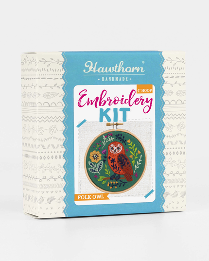 Folk Owl Mini Embroidery Kit | Beginner Craft Kit for Adults