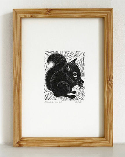 Limited Edition Original Black and White Squirrel Print