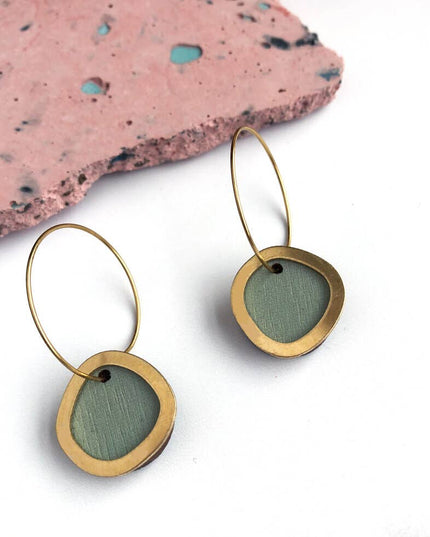 MICA /Gold Circle Hoop Earrings