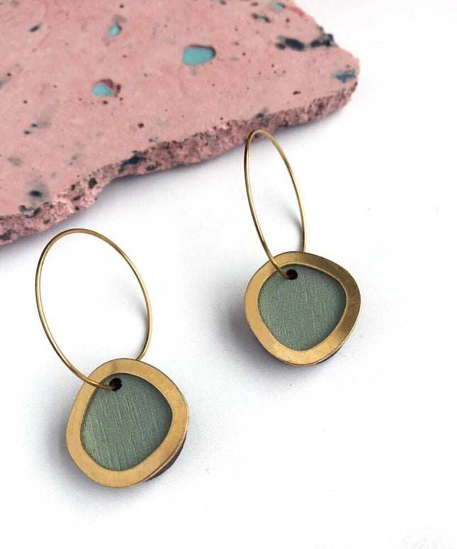 MICA /Gold Circle Hoop Earrings