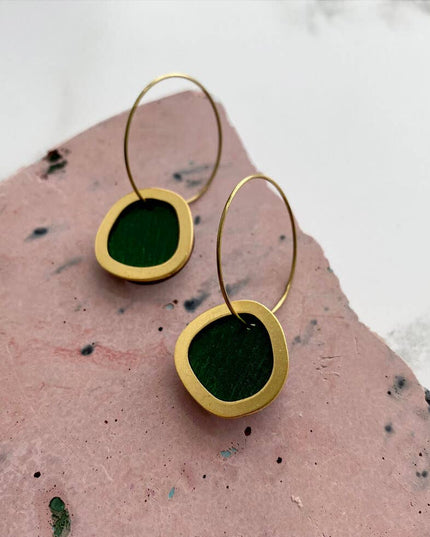 MICA /Gold Circle Hoop Earrings